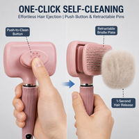 Brosse de toilettage auto-nettoyante pour animaux de compagnie, respectueuse de la peau, pour l'élimination des poils de chiens et de chats, fabriquée par ODM Factory