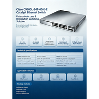 Cisco C9300L-24T-4G-E Switch Gigabit de 24 Puertos, 4x1G SFP, StackWise Lite, Layer 3, Switch de Acceso Empresarial Administrado, Original, Nuevo