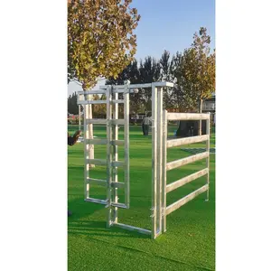 Diseño de puerta corredera soldada galvanizada de metal/paneles de corral de rieles ovalados/valla de cabra estable para caballos de patio de ganado