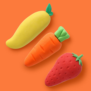 Gommes géantes en forme de fruits - Spéciales pour les élèves du primaire : Gommes carotte et fraise - Dessins animés créatifs et de grande valeur - Product Image 3