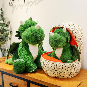 Mainan mewah dinosaurus 2 In 1 mainan hewan boneka telur naga untuk anak laki-laki mainan telur Pterosaur lembut bersembunyi dalam telur untuk hadiah anak-anak - Product Image 1