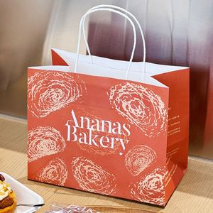 Sacs en papier kraft pour pain, écologiques, recyclables, de qualité alimentaire, imprimés sur mesure en gros, avec poignée - Product Image 2