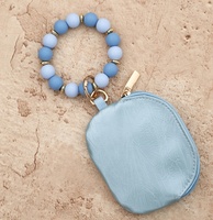 Gelang Silikon Manik-Manik Lucu untuk Wanita, Dompet Koin Kecil Portabel, Kantong Koin PU dengan Ritsleting, Tempat Kartu ID, Penyimpanan Saku Harian Wanita