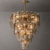 Lustre suspendu de luxe personnalisé à LED, grand modèle doré pour hall d'hôtel, luminaires modernes en verre et cristal, grand lustre de plafond de luxe