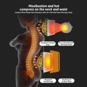 Cojín de masaje multifuncional con vibración para todo el cuerpo y compresa caliente para cuello/cintura/cadera/pierna con control remoto eléctrico con cable - Product Image 2