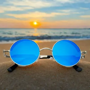 Vintage Steampunk-Stil Schatten-Sonnenbrille Metall rund UV400-Schutz Sonnenbrille für Herren und Damen