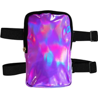 Sac de cuisse holographique personnalisé avec logo pour le carnaval, sac de jambe étanche pour femme, pochette de cuisse pour sac banane, téléphone, fitness, gym
