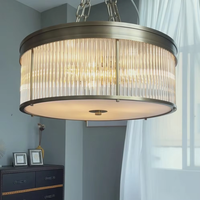 Plafonnier américain confortable pour chambre et bureau, luminaires modernes ronds en laiton et verre à montage encastré