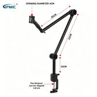 Support de microphone de bureau flexible avec rotation à 360° °   Support de bras pliable sans ressort en métal et plastique, design hybride, pour diffusion en direct