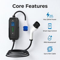Station de recharge portable étanche IP65 avec application Tuya, WiFi, chargeur EV portable 32A 7kw