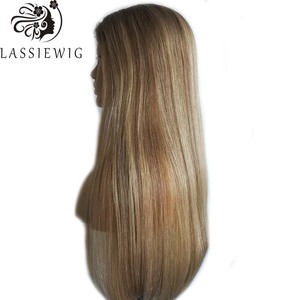 Parrucca Lunga con Remy Trasparente Marrone <span class=keywords><strong>Cenere</strong></span> con Riflessi Biondi, Parrucche Ebraiche, 100% <span class=keywords><strong>Capelli</strong></span> Mongoli Remy Ondulati - Product Image 2