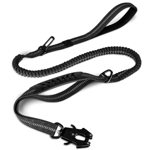 Correa táctica resistente para perros, cuerda elástica amortiguadora de 4-6 pies con 2 asas acolchadas, mosquetón de Metal, Clip para cinturón de seguridad para perros grandes - Product Image 2