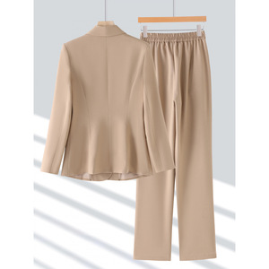 Women's Gray Long Sleeve <b>Blazer</b> And Pants <b>Set</b> Office Lady Style Anti Wrinkle For Commute - Product Image 4