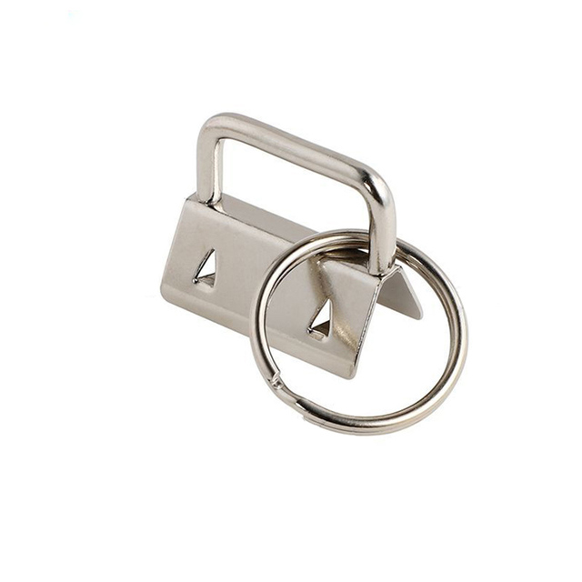 Custom Color Key Fobs Hardware with Keyrings 20mm Metal Ribbon End Cap Key Chains Webbing End Clam Key Lanyard Clips