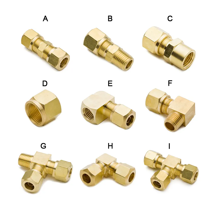 1/4" D.O.T. Brass CA360 Union Fitting Hose Couplings Reducer Equal shape Barb Tee Connector Press Fitting