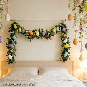 Decoración Realista para Patio <span class=keywords><strong>de</strong></span> Casa con Hojas <span class=keywords><strong>de</strong></span> Eucalipto, <span class=keywords><strong>Huevos</strong></span> <span class=keywords><strong>de</strong></span> Colores y Flores Artificiales para <span class=keywords><strong>Pascua</strong></span>, Bodas y Navidad - Product Image 6
