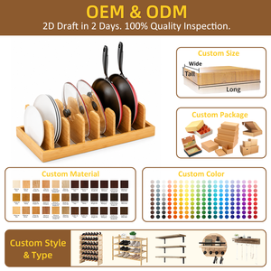 <span class=keywords><strong>Organisateur</strong></span> de couvercles de casseroles et de planches à découper en bambou naturel, portable, résistant à la rouille, pour tiroirs et armoires - Product Image 6