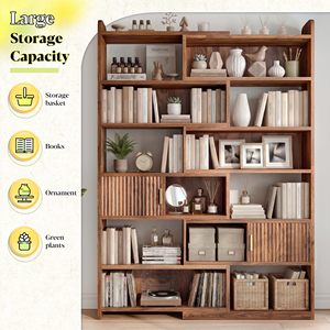 ตู้หนังสือไม้ทรงมุมทันสมัย SENYU พร้อมชั้นวาง 6 ชั้น ตู้เก็บของสำหรับห้องนั่งเล่น โฮมออฟฟิศ เฟอร์นิเจอร์แบบตั้งพื้น - Product Image 3