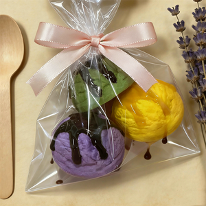 3pcs Set Plastic Ice Cream Scoops Gelato Models Eco-Friendly Yellow Purple Green <b>Sauce</b> Pouring Kit Gift Bag Butterfly Knot - Product Image 2