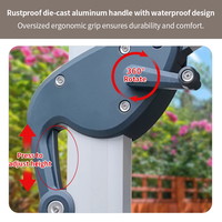 Parasols solaires imperméables à énergie solaire avec lumières LED, parasol de patio à bras articulé alimenté par énergie solaire avec base