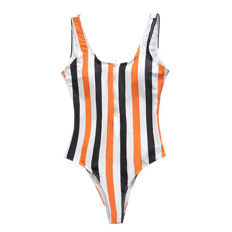 New fashion striped Printed women swimsuit one piece backless Swimwear wholesale sex bikini for ladies