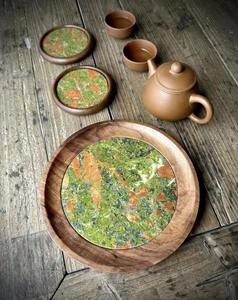 TMZ OEM/ODM plateau de service en marbre décoration de la maison plateaux en marbre luxe ovale vanité salle de bain pour hôtel plateau en marbre vert service - Product Image 3