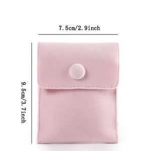 Pochette à bijoux en velours recyclable de luxe avec bouton, 7,5x9,5 cm, avec logo personnalisé, fermeture à bouton, emballage à rabat pour bracelets - Product Image 3