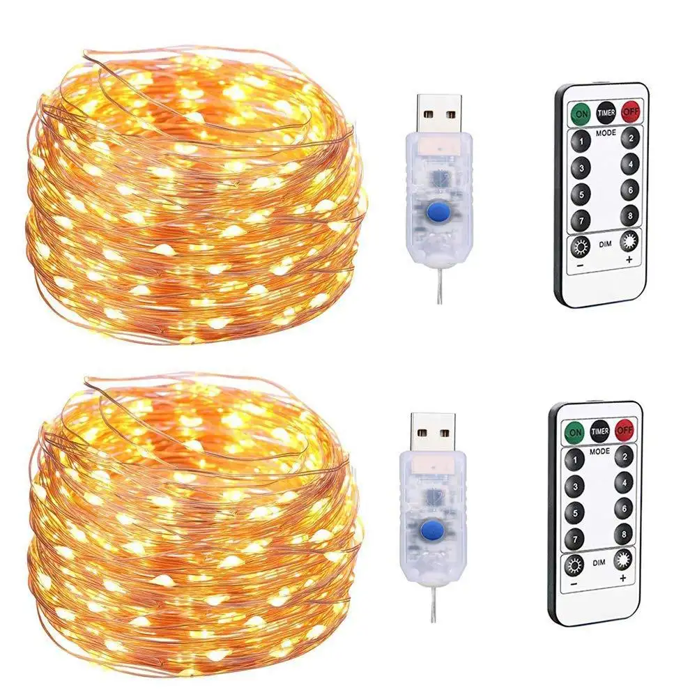 USB LED String Light Remote Control 5M/10M 50/100LED Fairy String Light 20M Copper Wire for Wedding Christmas Holiday Decor lamp