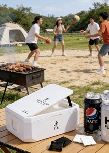 Nevera Portátil de Plástico HS de 35L con Juego de Bean Bag, Caja Refrigeradora para Mantener los Alimentos Frescos, Nevera Rígida con Juegos - Product Image 4