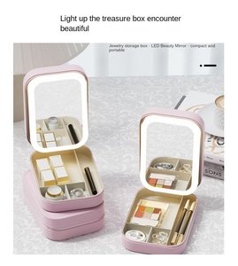 Caja de Almacenamiento de Cosméticos con Espejo LED, Estuche de Maquillaje Portátil para Mujer, Bolsa de Viaje Simple y Moderna, Venta al Por Mayor - Product Image 5