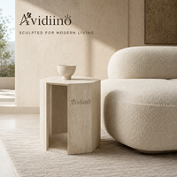 Table basse et table d'appoint en travertin crème naturel au design moderne pour salon et appartement