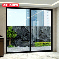 Pintu Geser Kaca Tempered Ganda Aluminium OPUOMEN Berkualitas Tinggi Hemat Energi