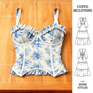 <span class=keywords><strong>Top</strong></span> Corsetto Floreale con Volant Personalizzato - Bustier Vintage su Misura per Donne - Product Image 1