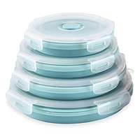 Lushazokpo — ensemble de 4 bols de rangement ronds en Silicone, avec couvercles, conteneurs à Lunch pliables en Silicone pour le Camping/voyage