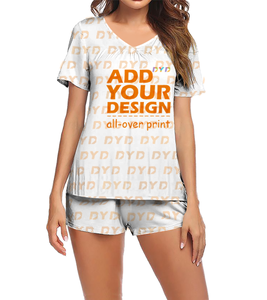 Conjunto de <span class=keywords><strong>pijama</strong></span> de punto blanco Sexy para mujer de verano de gran oferta, <span class=keywords><strong>traje</strong></span> de <span class=keywords><strong>pijama</strong></span> de mujer con estampado personalizado - Product Image 1