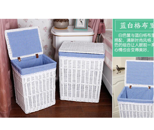 Top Seller Wicker <b>Storage</b> <b>Baskets</b> Folk Art Rectangular Multifunctional Laundry Hamper for Clothing - Product Image 5
