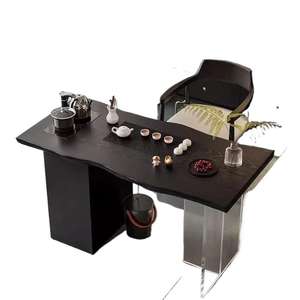 Ensemble table et chaises en bois massif, style minimaliste moderne, pour petit appartement, balcon, couleur noire - Product Image 5