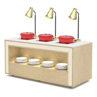 Station de buffet mobile commerciale, conception de table de buffet personnalisée pour la restauration, les hôtels, avec plateau en marbre, présentoir chauffant pour aliments