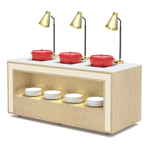 Station de <span class=keywords><strong>buffet</strong></span> mobile commerciale, conception de table de <span class=keywords><strong>buffet</strong></span> personnalisée pour la restauration, les hôtels, avec plateau en marbre, présentoir chauffant pour aliments - Product Image 1