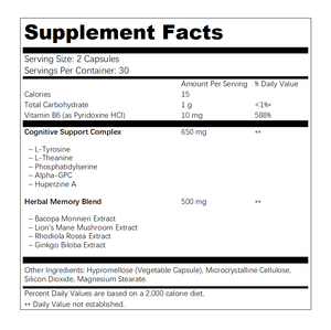 Oem Hersenbrandstofcomplexe <span class=keywords><strong>Capsules</strong></span>-Uitgebreide Nootropische Stapel Met Vitamine B6 En Kruidengeheugenmix Voor Immuunondersteuning Voor Volwassenen - Product Image 5