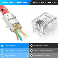 ZoeRax Lot de 50 connecteurs RJ45 blindés traversants, 2 pièces, 3 broches, 8P8C, plaqué or 50μ, prise Ethernet Cat6A Cat7