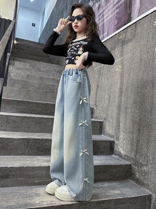 <span class=keywords><strong>Jeans</strong></span> a Vita Alta e Gamba Larga per Ragazze, Stile Casual Primavera/Autunno 2026, Nuova Collezione per Ragazze Più Grandi - Product Image 5