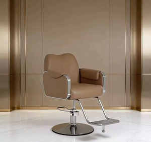 Chaise de coiffure de luxe avec cadre doré, chaise de barbier inclinable hydraulique avec appui-tête pour salons de coiffure - Product Image 5