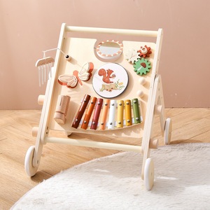 Table musicale multifonctionnelle en <span class=keywords><strong>bois</strong></span> pour enfants, chariot d'éveil musical, <span class=keywords><strong>instrument</strong></span> <span class=keywords><strong>de</strong></span> percussion Orff avec clochettes et tambour, 6 pièces - Product Image 2