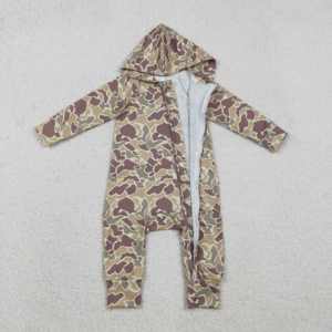 Combinaison à capuche pour bébé fille nouveau-né, tout-petit, en coton et élasthanne, imprimé camouflage de chasse, décontractée, mode, vente en gros pour bébé - Product Image 6