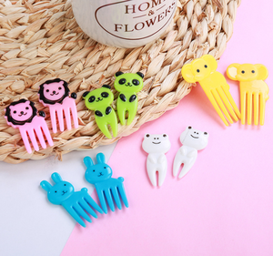 Lot de 10 pics à fruits et fourchettes décoratives en plastique, motif animaux mignons, pour boîtes bento écologiques et décoration de cupcakes - Product Image 6