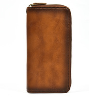 Heren Echt Lederen Luxe Mobiele Telefoon Portemonnee Zakelijke Clutch Portemonnee Dubbele Rits Lange Portefeuilles