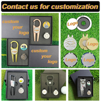 Outil de réparation de divots de golf avec logo personnalisé et marqueur de balle magnétique, accessoires de golf en alliage de zinc avec boîte en étain pour cadeaux de golf pour hommes