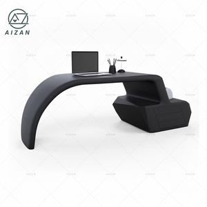 Escritorio de oficina negro moderno de bajo precio, <span class=keywords><strong>mesa</strong></span> de oficina negra personalizada de <span class=keywords><strong>2</strong></span> <span class=keywords><strong>metros</strong></span> de largo para oficina, hogar, clínica, Hotel, Hospital - Product Image 4