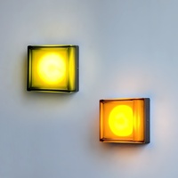 Lampe murale LED artistique en fer et verre, design carré créatif, pour chambre à coucher, style européen et américain, ambiance décorative